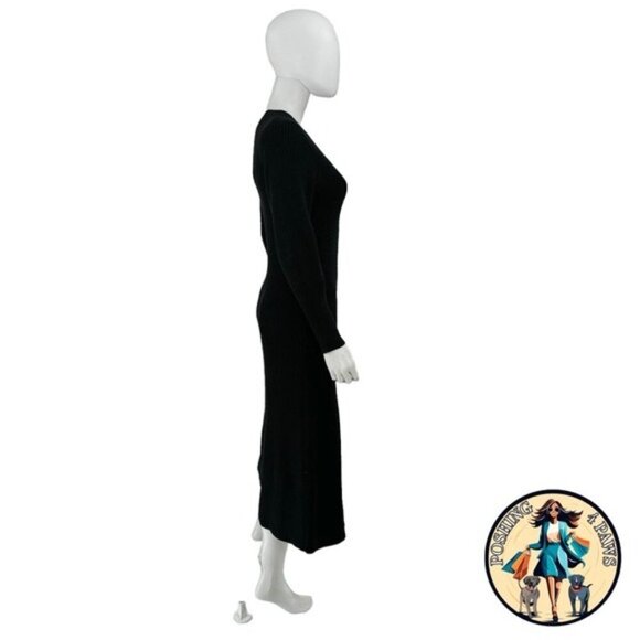 Hyacinth House NEW Black Brigid Knit Long Sleeve Midi Sweater Dress Size M - Picture 7 of 8
